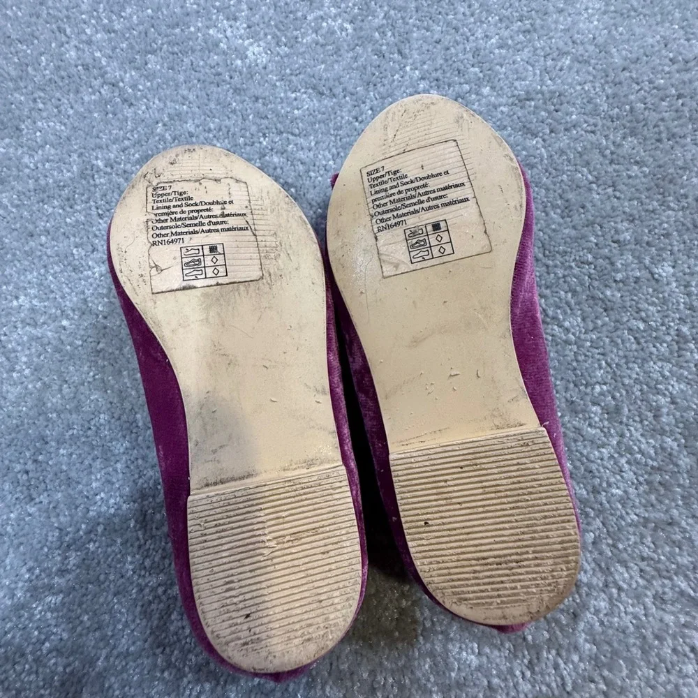 Janie and Jack Velvet Bow Mary Jane Flats Ballet Berry Pink Size 7 Wedding Guest